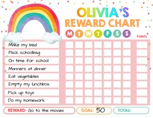 Reward Chart Rainbow Watercolor design preview
