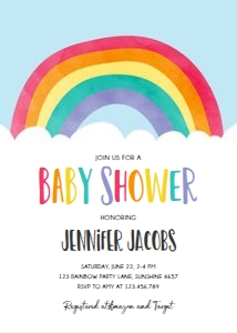 Baby Shower Invitation Rainbow Cloud v2 Blue design preview