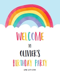 Welcome Sign Birthday Rainbow Clouds Blue design preview
