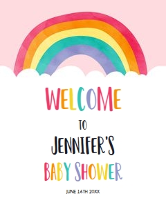 Welcome Sign Rainbow Clouds Pink design preview