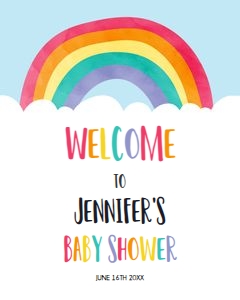 Welcome Sign Rainbow Clouds Blue design preview