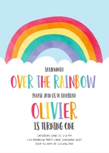 Birthday Invitation Rainbow Cloud v3 Blue design preview