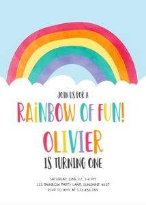Birthday Invitation Rainbow Cloud v4 Blue design preview