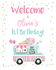 Welcome Sign Ice Cream Truck Girl design preview