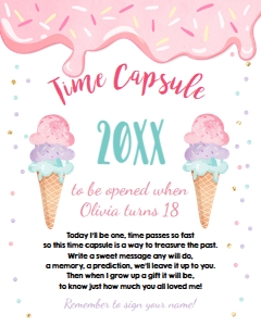 Time Capsule Ice Cream Cone Pink Purple V2 Sign 8x10: Time Capsule Ice Cream Cone Pink Purple V2