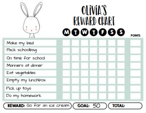 Reward Chart Monochrome Animals Bunny design preview