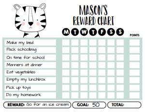 Reward Chart Monochrome Animals Tiger design preview