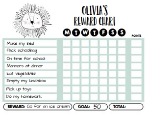 Reward Chart Monochrome Animals Lion design preview
