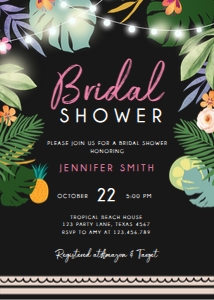 Bridal Shower Invitation Tropical Black design preview