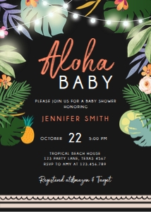 Baby Shower Invitation Tropical Black: Baby Shower Invitation Tropical Black