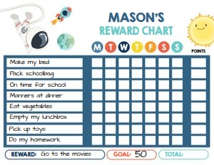 Reward Chart Space Astronaut design preview