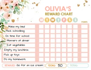 Reward Chart Floral Pastel Girl design preview