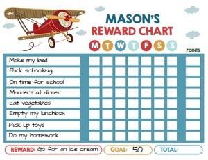 Reward Chart Airplane Red design preview