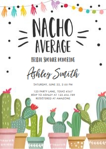 Bridal Shower Invitation Cactus Nacho Average White: Bridal Shower Invitation Cactus Nacho Average White