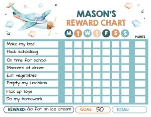 Reward Chart Airplane Blue design preview