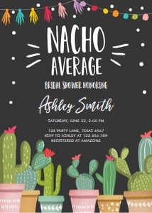 Bridal Shower Invitation Cactus Nacho Average Chalk design preview