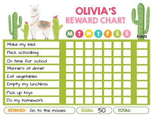 Reward Chart Llama White design preview