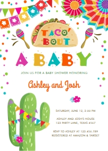 Baby Shower Invitation Fiesta Cactus Taco Bout a Baby White design preview
