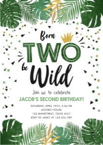 Birthday Invitation Tropical Safari Born to be Wild Boy design preview