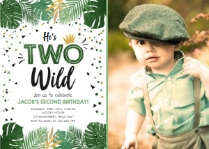 Birthday Invitation Tropical Safari He's Two Wild Boy Photo design preview