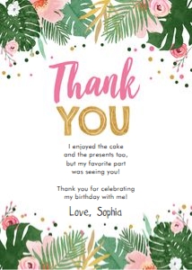 Thank You Card Tropical Safari Girl White 0332 design preview