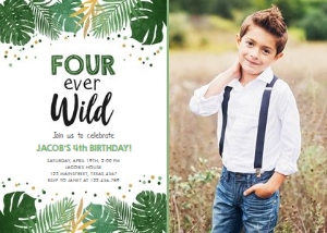 Birthday Invitation Tropical Safari Fourever Wild Boy Photo design preview
