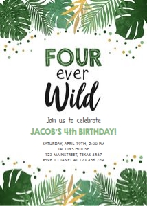 Birthday Invitation Tropical Safari Fourever Wild Boy design preview