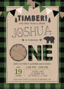 Birthday Invitation Lumberjack Green Bunting One design preview