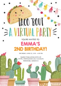 Birthday Invitation Taco Bout a Virtual Party design preview