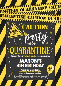 Birthday Invitation Caution Quarantine Yellow design preview