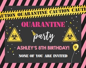 Quarantine Sign Pink Yellow Black 16 x 20 design preview