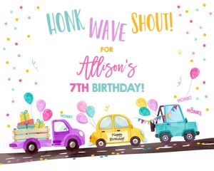 Sign Drive By Girl Horizontal Pink Yellow 16x20 design preview
