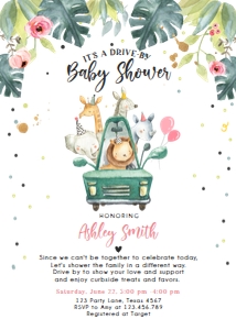 Baby Shower Invitation Drive By Safari Girl: Baby Shower Invitation Drive By Safari Girl