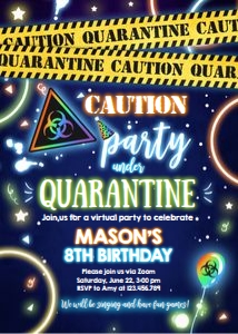 Birthday Invitation Quarantine Party Glow Boy Yellow design preview