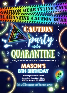 Birthday Invitation Quarantine Party Glow Boy design preview