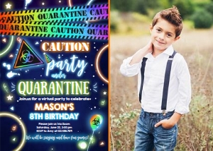 Birthday Invitation Quarantine Party Glow Boy Photo design preview