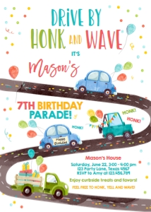 Birthday Invitation Drive By Road Vertical Boy design preview