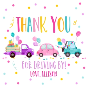 Favor Tags Birthday Drive By Pink Square: Favor Tags Birthday Drive By Pink