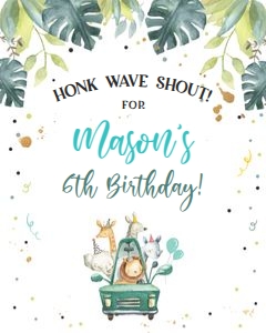 Welcome Sign Drive By Birthday Safari Blue 16x20 design preview