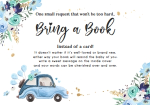 Bring a Book Card Drive By Floral Blue design preview