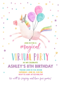 Birthday Invitation Unicorn Virtual design preview