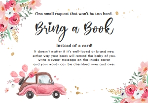 Bring a Book Card Drive By Floral Pink design preview