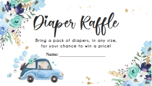 Diaper Raffle Ticket Drive By Floral Blue design preview