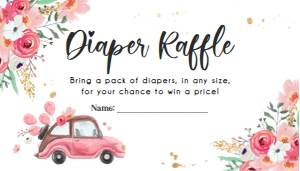 Diaper Raffle Ticket Drive By Floral Pink design preview