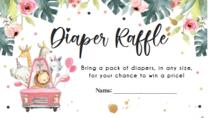 Diaper Raffle Ticket Drive By Safari Pink Car design preview