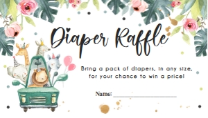 Diaper Raffle Ticket Drive By Safari Pink design preview
