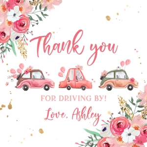 Favor Tags Drive By Floral Pink design preview