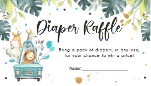 Diaper Raffle Ticket Drive By Safari Blue Car design preview
