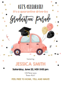 Graduation Invitation Drive By Coral Balloons design preview