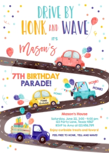 Birthday Invitation Drive By Road Vertical Neutral design preview